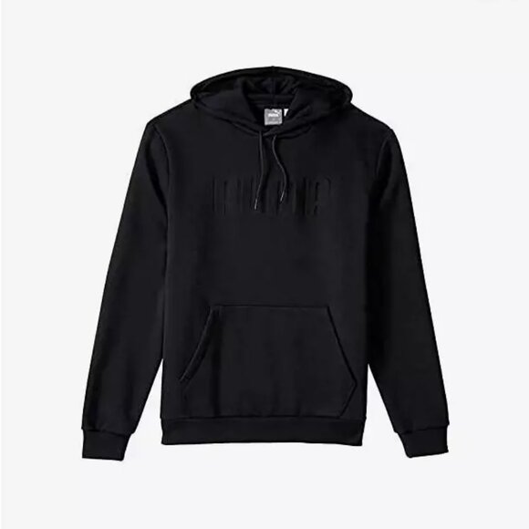 PUMA Men's Embossed Logo Classic Fleece Hoodie Sweatshirt - Black, Size Medium - Picture 1 of 9